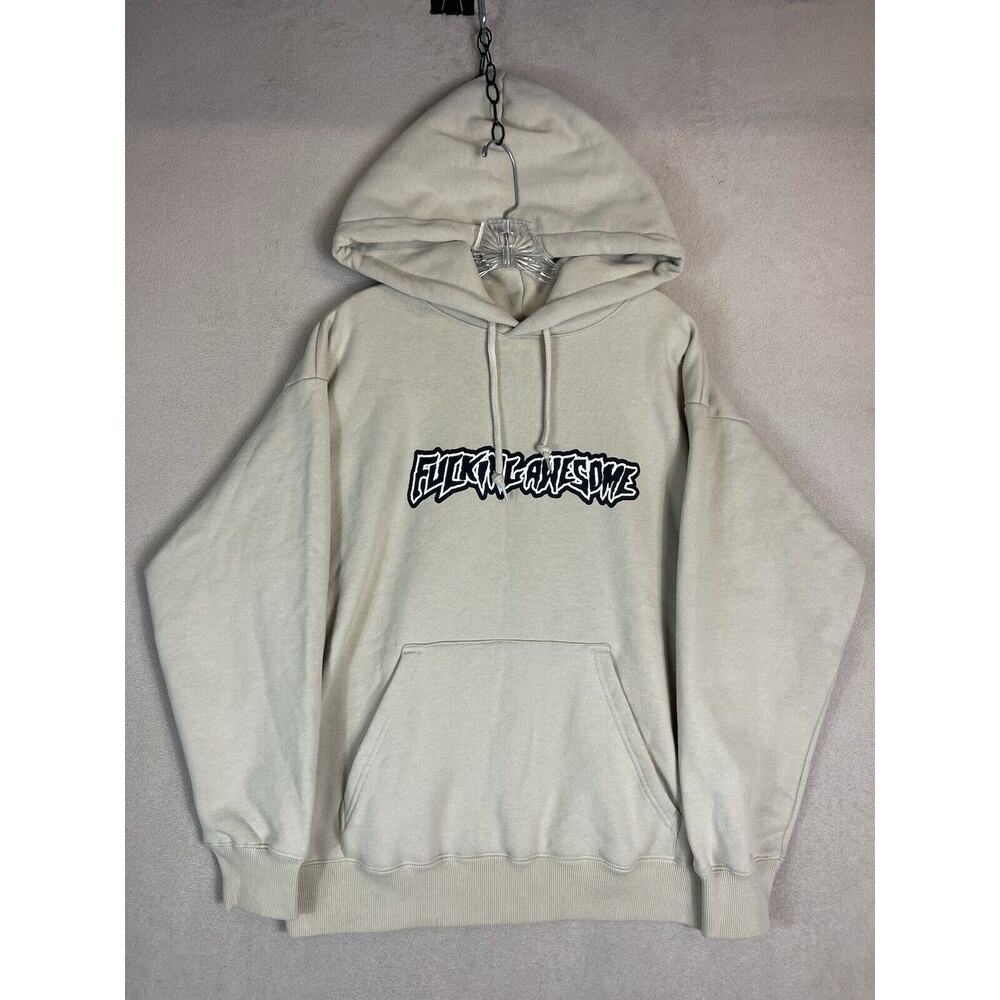 Fcking Awsome Hoodie Adult‎ Medium Sand Pullover Sweater Sweatshirt Mens